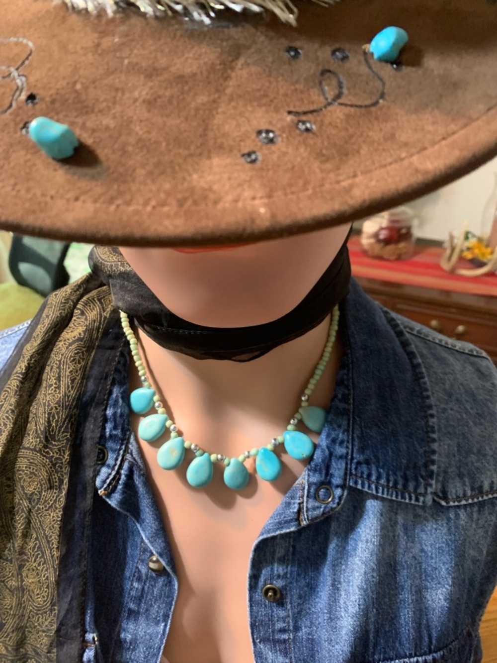 Turquoise Teardrop Bead Necklace - Women Jewelry